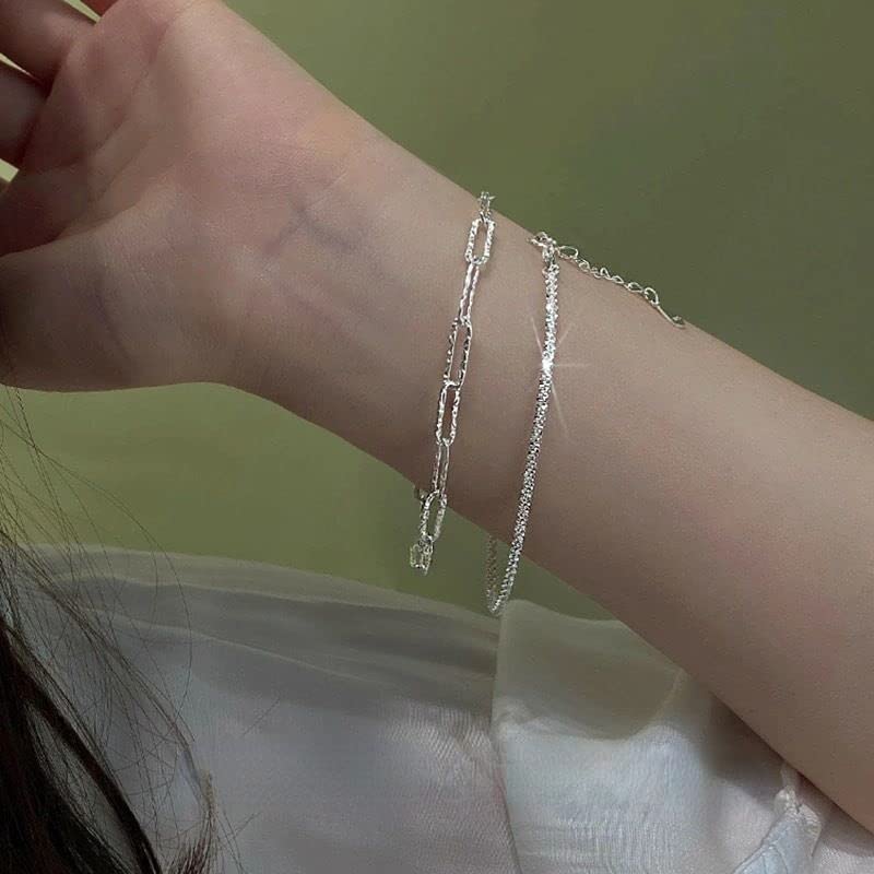 925 Sterling Silver Dainty Bracelets for Women Adjustable Chain Link Chain Jewelry Bracelet for Women Men - color: white 1