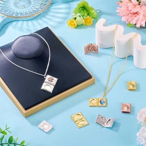 Brass Locket Pendants Heart Book Bag Photo Frame Charms Love Wedding Memory Charms Religious Bible Pendants for Necklace DIY Crafts Jewelry Making