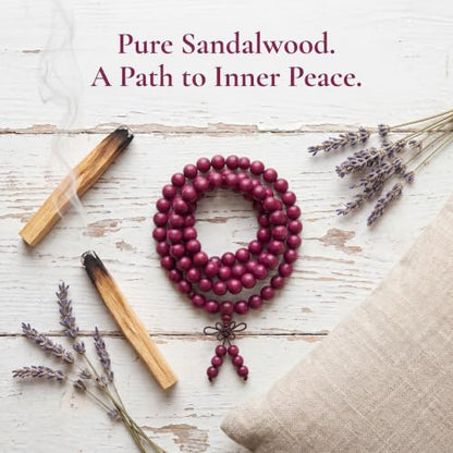 Handmade Mala Beads Bracelet 108 8mm Prayer Meditation Bracelet Sandalwood Elastic, Buddhist Beads, Prayer Mala Necklace for Men and Women Gifts - color: Violet Wood