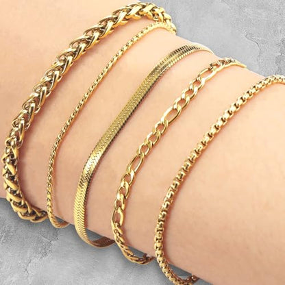 Gold Bracelets for Women Jewelry Sets for Women Trendy Thin Dainty Stackable Cuban Link Paperclip Chain Bracelet Pack Fashion Accessories Gifts for Womens