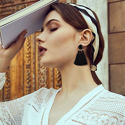 9Pairs Clip on Drop Earrings for Women Statement Rattan Resin Acrylic Tassel Drop Dangle Earrings Lightweight Geometric Hoop Non Piercing Earrings-style