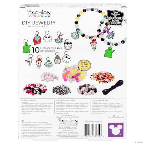 Fashion Angels Disney The Nightmare Before Christmas Jewelry Kit | Includes 800+ Beads, Trendy DIY Sweet & Scary Jewelry Set for Tweens & Teens - size: Tim Burton - The Nightmare Before Christmas