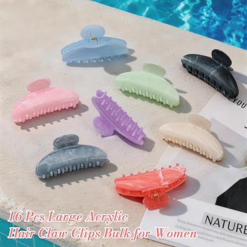 16 Pack Hair Claw Clips for Women - Large Non-Slip Hair Claws for Thick Thin Hair, Cute Hair Barrettes Elegant & Durable, Fashion Hair Accessories Stylish Bulk Hair Clips for Girls DIY Gift - size: Large 16 PCS