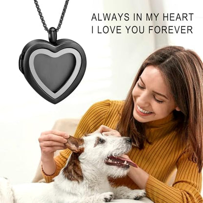 Oinsi Cremation Locket Necklace For Ashes Of Loved One Carry Photo Glass Memorial Urn Jewelry 316L Stainless Steel Keepsake Gifts - color: B-Black