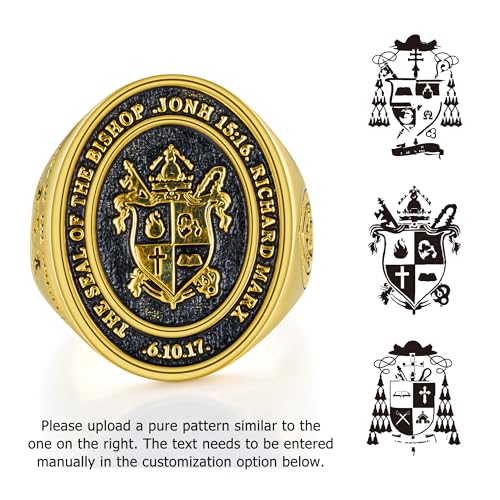 callie Custom Signet Ring - Engraved Text & Photo, Personalized Family Crest Coat Of Arms Rings, 925 Sterling Silver/Brass | Father's Day Jewelry Gifts for Men & Women - color: Oval