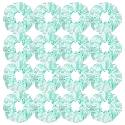 Ivyu 16 Pcs Scrunchies for Women's Thick Curly Hair, Bright Green Satin Hair Scrunchies for Girls, Big Scrunchies for Hair Ties, Ponytail Holders, Cute Pony Tails, No Crease Hair Ties, No Damage - color: Bright Green