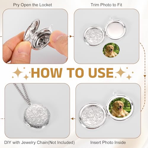 MECCANIXITY Custom Photo Locket Charm, Copper Retro Picture Locket Pendants for DIY Memorial KeyChains Necklace Bracelet Jewelry Making - color: Silver, style: Small Simple Heart