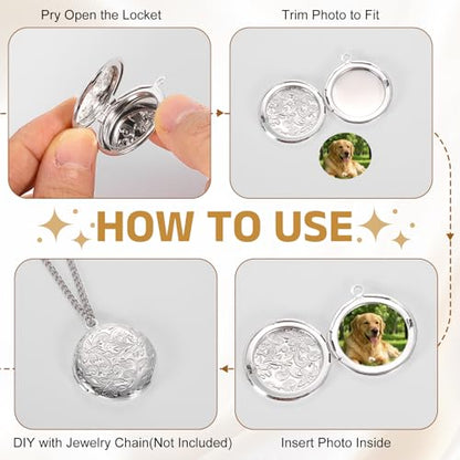 MECCANIXITY Custom Photo Locket Charm, Copper Retro Picture Locket Pendants for DIY Memorial KeyChains Necklace Bracelet Jewelry Making - color: Silver, style: Small Simple Heart