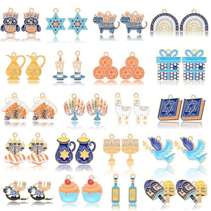 MARFOREVER 40 Pcs/20 Pairs Hanukkah Charms for Jewelry Making Hanukkah Gift | Chanukah Decoration, Blue White Enamel Charm, Star of David Bangle Pendants, Bracelet Necklace Earrings Making Accessories - style: Hanukkah