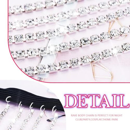 REETAN Thigh Garter Belt Rhinestone Leg Chain for Women - style: Style A-Silver