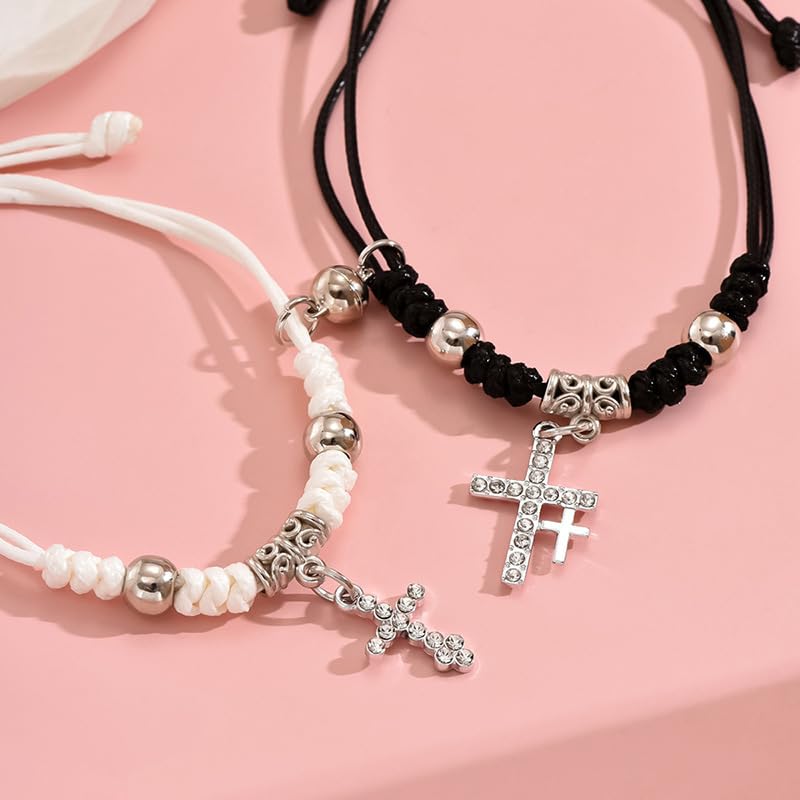 Matching Bracelets for Girlfriend Boyfriend, Couples Bracelets for Her Him, Matching Bracelet for Couples, Friendship Bracelets for Best Friends, Christmas Birthday Valentines Gifts for Women Men - style: Cross