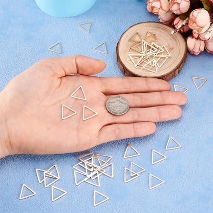 Elecrelive 50Pcs Light Gold Linking Rings Triangle Hollow Frame Charms | Metal Link Charms Frames Connectors Pendant for Earrings Bracelet Necklace Jewelry Making - color: Light Gold