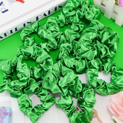 KICOSY 12 Pcs Green Scrunchies, Satin Hair Ties for Women & Girls - Great for Daily Wear, Bridesmaid Gifts & St. Patrick’s Day/Christmas - color: green