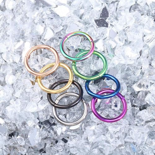 MissNity 316L Surgical Steel Hinged Nose Rings Hoop 20G 18G 16G 14G, Diameter 6mm to 10mm, Color Gold - Rose Gold - Silver - Black - Rainbow - color: A02: Silver & gold - 2pcs