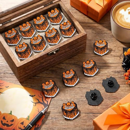 Liliaafar 36 Pieces Halloween Enamel Pins Set Grow in the Dark Halloween Lapel Pins Bulk for Backpacks Clothing Hat Bag Gifts - style: Pumpkin Cake