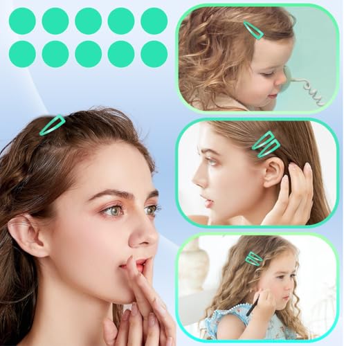20 Pcs Snap Hair Clips for Women Snap Hair Barrettes Double Grip Hair Clips 3 Prong Clips for Hair Barrettes for Women Girls (Light green) - color: Light green