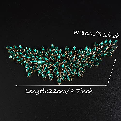 JWICOS Bridal Headband Crystal Wedding Hair Vine Wedding Headpieces for Bride Hair Accessories for Women and Girls (Dark Green) - color: Dark Green