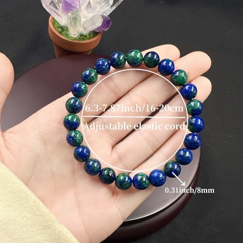Amethyst Bracelet for Women Men, Elegant Handmade Natural Gem Stone Round Beaded Stretch Elastic Adjustable Healing Bracelets 8mm Gifts - color: AL-0144, size: Medium