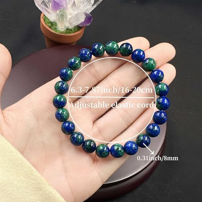 Amethyst Bracelet for Women Men, Elegant Handmade Natural Gem Stone Round Beaded Stretch Elastic Adjustable Healing Bracelets 8mm Gifts - color: AL-0144, size: Medium