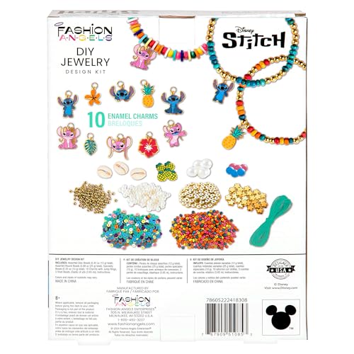 Fashion Angels Disney Stitch Cute & Feisty DIY Jewelry Design Kit | Makes 10+ Charm Bracelets, Includes Charms, Beads & Elastic, Ideal for Girls & Boys - size: Stitch Cute & Feisty Jewelry Kit