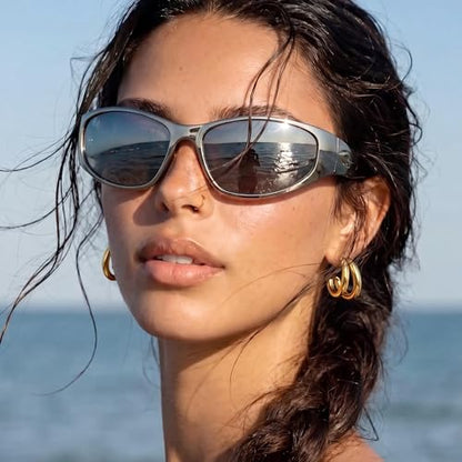 Chunky Gold Hoop Earrings for Women Non Tarnish, 14k Gold Plated Thick Triple Hoop Earrings Hypoallergenic Trendy Hoops Dainty Jewelry Gifts for Women - style: simple Double C Hoop