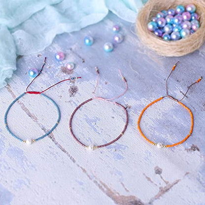 KELITCH 3 PCS Natural Pearls Bracelets Women Strand Thin Rope Friendship Bracelets Handmade Stack Charm Bracelets - color: Purple Orange Blue 02F