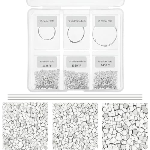 Sadnyy 330 Pcs 3 Grams Silver Jewelry Solder Chip and 3 Pcs Soft Medium Hard Silver Solder Wires, Ultra Tiny Medium Density Precut Chips Easy Welding Equipment for Jewelry Making 2 x 2 mm (E, M, H) - color: Silver