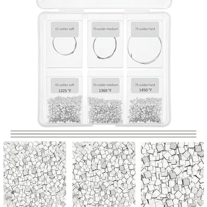 Sadnyy 330 Pcs 3 Grams Silver Jewelry Solder Chip and 3 Pcs Soft Medium Hard Silver Solder Wires, Ultra Tiny Medium Density Precut Chips Easy Welding Equipment for Jewelry Making 2 x 2 mm (E, M, H) - color: Silver