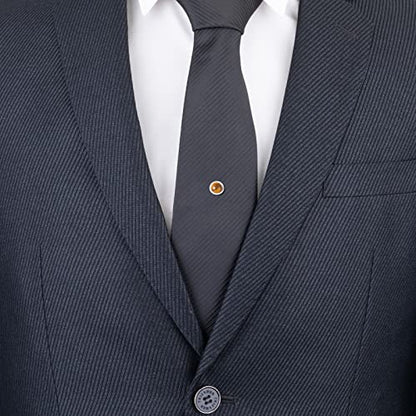 Tie Pins for Men Silver Tie Pins with Chain, Tie Tack Pins Brooch Personalized Wedding Business Gifts - color: Yellow