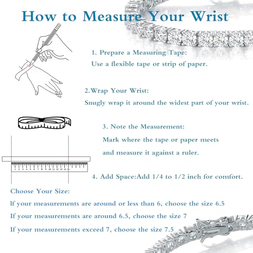 Gemsme 4.0MM Tennis Bracelets for Women - 18K White Gold Plated 4mm Round Cut Cubic Zirconia Classic Tennis Bracelet for Women/Men,Size 6/6.5/7/7.5/8/8.5 inch