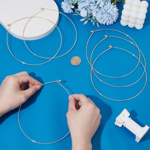 UNICRAFTALE 6Pcs Wire Wrap Collars Necklaces Metal Plain Chocers Collar Necklace Open Choker Necklaces for Women Open Choker Necklace Gifts - color: Gold