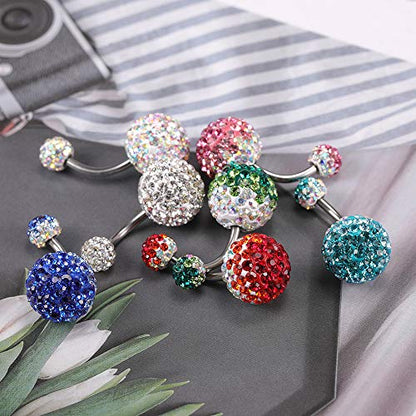 ZS Pretty Belly Button Ring with Gradual Color Crystal Fervid Ball Navel Ring for Women - color: White