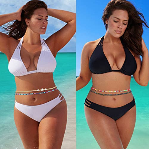 24-50 Inch Waist Beads for Women African Waist Belly Beads | Plus Size Layered Belly Body Chain Colorful Waist Jewelry(8PCS) - size: 27.5 Inch