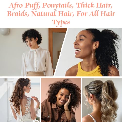 8Pcs Adjustable Length Satin Hair Ties Black Elastic Satin Hair Ties | Scrunchies, Anti-Slip Ponytail Band, Large Curly Ponytail Holder, for Women, Girls, Thick Curly Tress, Afro Puffs