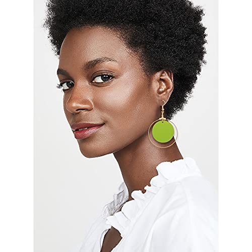 KINIVA Leather Dangle Earrings for Women Trendy, Lightweight Leaf Circle Lightning Earrings Drop, Jewelry Gifts for Women - color: 104 Green