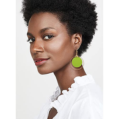 KINIVA Leather Dangle Earrings for Women Trendy, Lightweight Leaf Circle Lightning Earrings Drop, Jewelry Gifts for Women - color: 104 Green