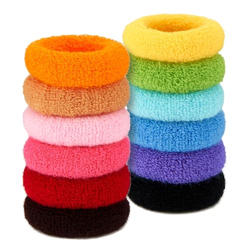 QIUTIMIY 12 Pcs No Damage Hair Ties Thick Hair Elastic Rubber Bands Hair Accessories Scrunchies Seamless for Women - color: Style 15