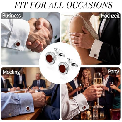 Tuxedo Cuff Links,Cufflinks for Men | Stainless Steel, Lead-Free and Nickel-Free, Gift Box Packed, Boyfriend Husband Father, Wedding Party Anniversary Birthday - color: Red