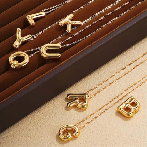 Gold Initial Necklace for Teen Girls Women Letter necklaces Jewelry Gifts | Gifts for Girls Women, Teen Girl Gifts Trendy Stuff, Bubble Letter Pendant Necklace - style: O