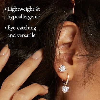 NADRI Cushion Cut CZ Leverback Earrings - color: Heart - Gold