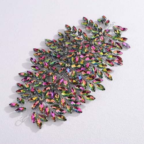 Bridal Rhinestone Hair Comb Large Rhienstone Wedding Headpiece Handmade Crystal Hair Comb for Bride Wedding Hair Accessories for Women (multi) - color: multi