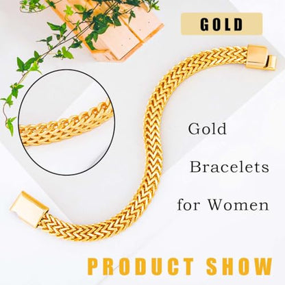 Gold Bracelets Cuban Link Bracelet Gold Jewelry Bangle for Women - color: Gold