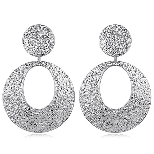 Matte Gold Silver Large Clip On Earrings for Women Statement Earrings - color: Clip f