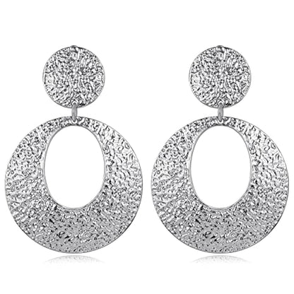 Matte Gold Silver Large Clip On Earrings for Women Statement Earrings - color: Clip f