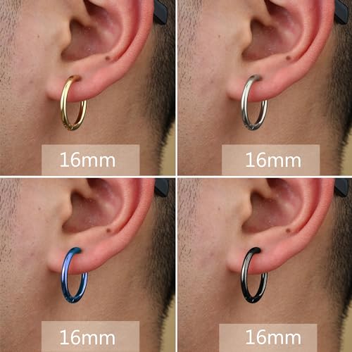 YADOCA 8 Pieces Clip On Earrings For Men Women Non-Piercing Fake Earrings Stainless Steel Clip On Hoop Earring Cool Earrings Ear Clips Set for Gifts - style: Multi-color: 16mm