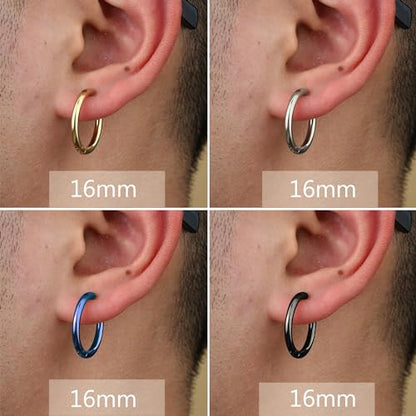 YADOCA 8 Pieces Clip On Earrings For Men Women Non-Piercing Fake Earrings Stainless Steel Clip On Hoop Earring Cool Earrings Ear Clips Set for Gifts - style: Multi-color: 16mm