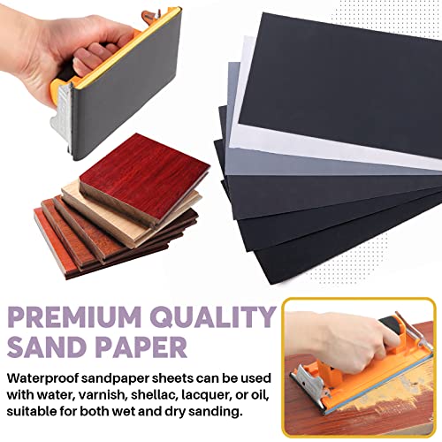 Swpeet 26Pcs Resin Sanding and Polishing Assortment Kit, Including 240# 600# 1000# 2000# 3000# 5000# Sand Papers, Resin File, Polishing Blocks, Scissors, Wooden Cleaning Brush for Polishing Resin
