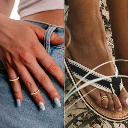 LOFITOR 4PCS Gold Toe Rings for Women Non Tarnish Waterproof Toe Ring Set | 14K Gold Filled Dainty Stackable Cute Thin Adjustable Open Band Toe Ring Cz Foot Jewelry For Beach Summer Hawaiian - style: Elegant Style