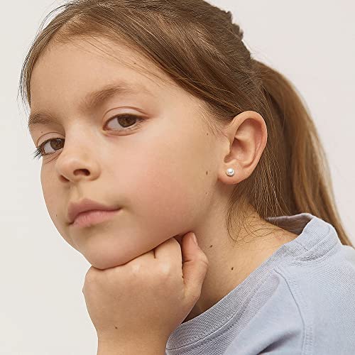 In Season Jewelry Simulated Pearl Kids Earrings – Sterling Silver