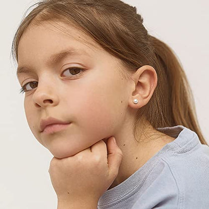 In Season Jewelry Simulated Pearl Kids Earrings – Sterling Silver